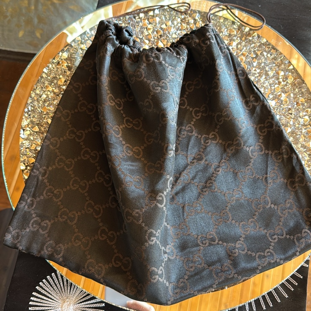 Gucci GG Logo Brown Satin Dust Bag or Purse Insert Bag, 💯 Authentic